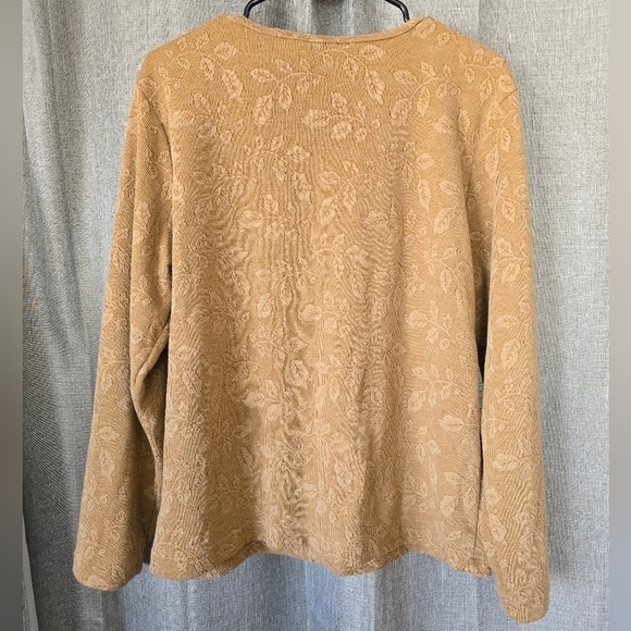 Woolrich Long Sleeve Top Leaf Print Tan Womens 2XL - Picture 2 of 4